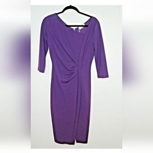 AISIZE Dress Size Medium Purple Retro Ruched Classic Career Wedding Guest